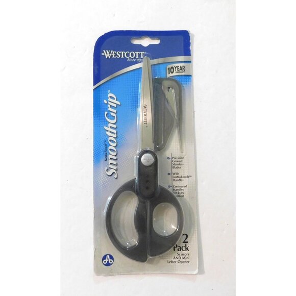 Westcott SmoothGrip Stainless Steel Scissors and Mini Letter Opener 2-Pack - Picture 1 of 4